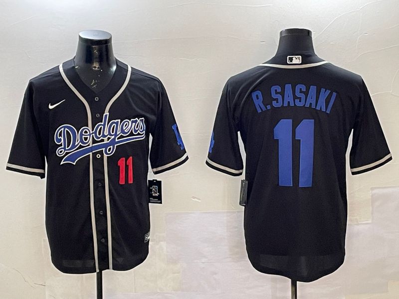 Men Los Angeles Dodgers #11 R.Sasaki Black Fashion Game 2025 Nike MLB Jersey style 14